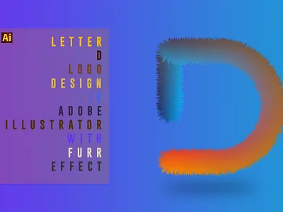 Letter D logo design with fur effect in Illustrator. 3d adobe adobe illustrator adobe photoshop branding graphic design illustration letter logos logo logo type motion graphics