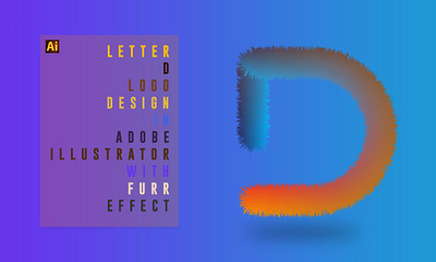 Letter D logo design with fur effect in Illustrator. 3d adobe adobe illustrator adobe photoshop branding graphic design illustration letter logos logo logo type motion graphics