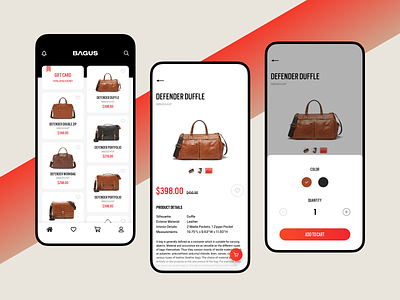 Bags Shop App - eCommerce app bags black branding design ecommerce ios logo red ui ux