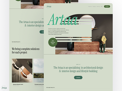 Artaa branding interior design landing page ui ux