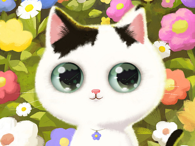 🍡🍡🍡🍡 bigeyes cat cute fluffy illust photoshop