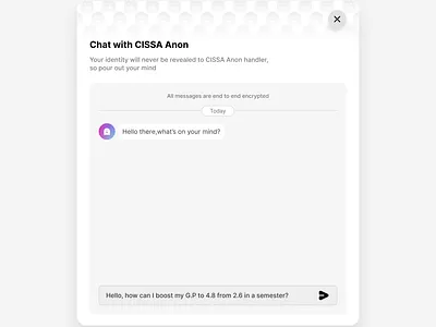 CISSA-Anon chat modal app design design product design ui uiux web design
