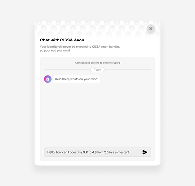 CISSA-Anon chat modal app design design product design ui uiux web design