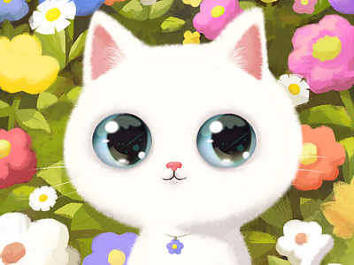 🍡🍡🍡🍡 bigeye cat catmodel cryptoart flower nft portrait
