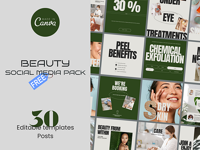 FREE CANVA BEAUTY SOCIAL MEDIA PACK branding design graphic design instagram post social socialmedia
