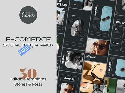 FREE CANVA E-COMERCE SOCIAL MEDIA PACK branding design graphic design in instagram post socialmedia