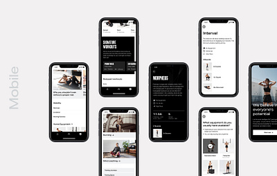Fitness app redesign app black black and white branding design fitness fitness app graphic design hiit app redesign training app ui ux