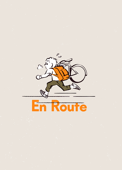 En Route bike cartoon commuter cyclist felt illustration orange poster procreate running tangerine truegrittexturesupply typographer vans