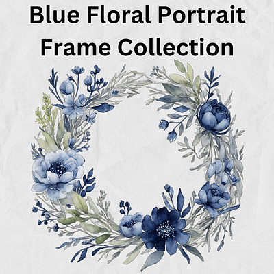 Blue Floral Wreath blue clip art clipart clipart png design floral flower flowers graphic design illustration png rose roses