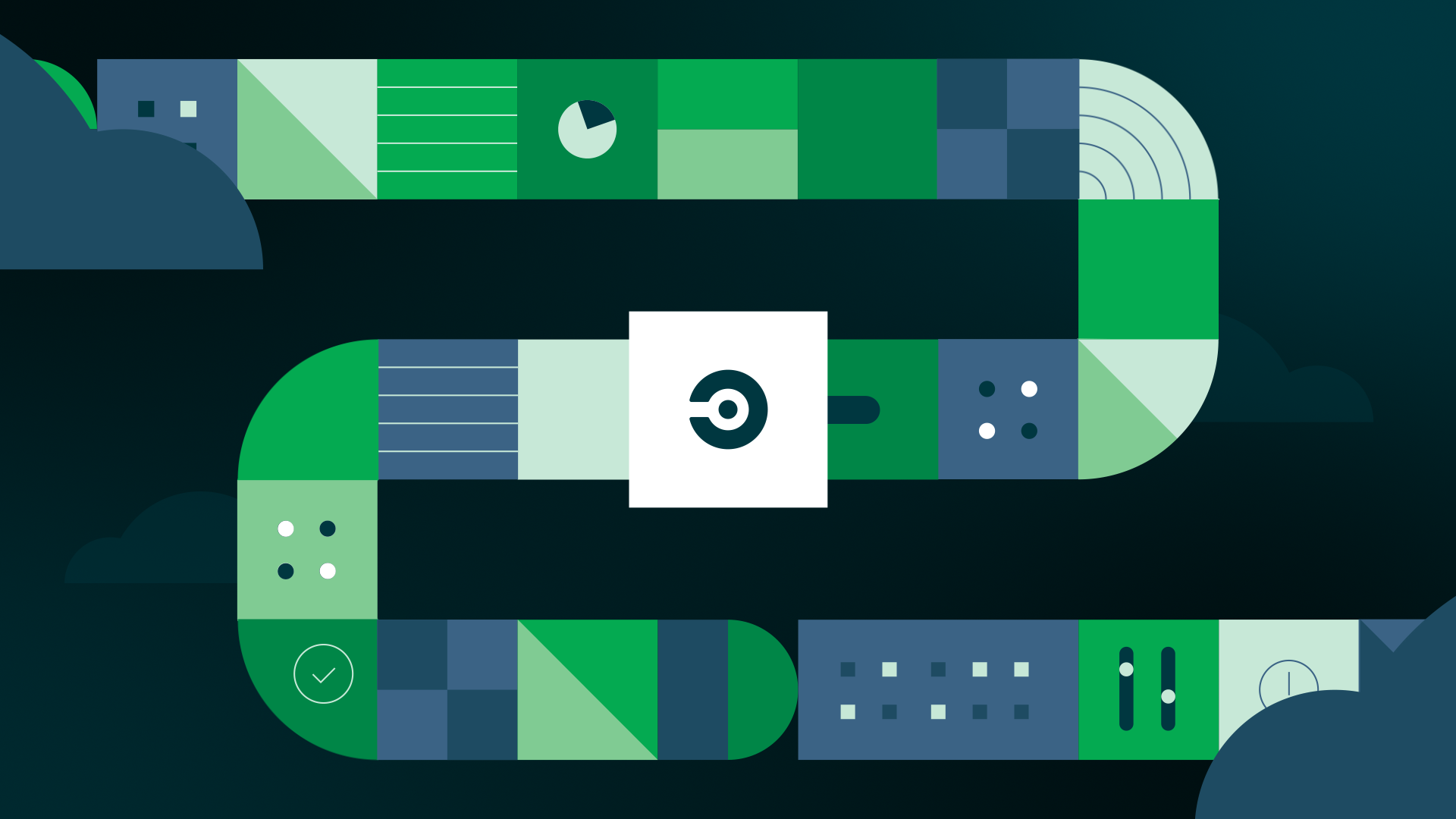 Pipeline 2d animation blocks ci cicd code continuous integration development flat geometric intro it minimal mograph motion graphics pipeline programming technology