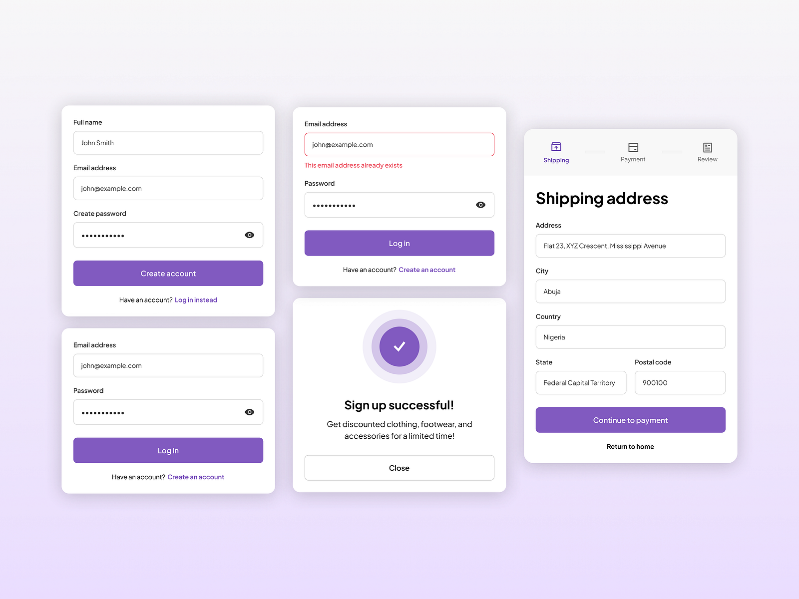 E-commerce components by Chisom Okoronkwo on Dribbble