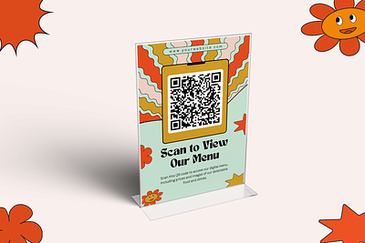 Tranquility | Canva QR Code Placement canva flyer template groovy psychedelic qr code retro scan to pay template