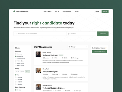 Platform for recruiters | FindYourMatch | UI/UX candidate management design job posting mockup platform recruitment platform search talent acquisition ui user centric design ux