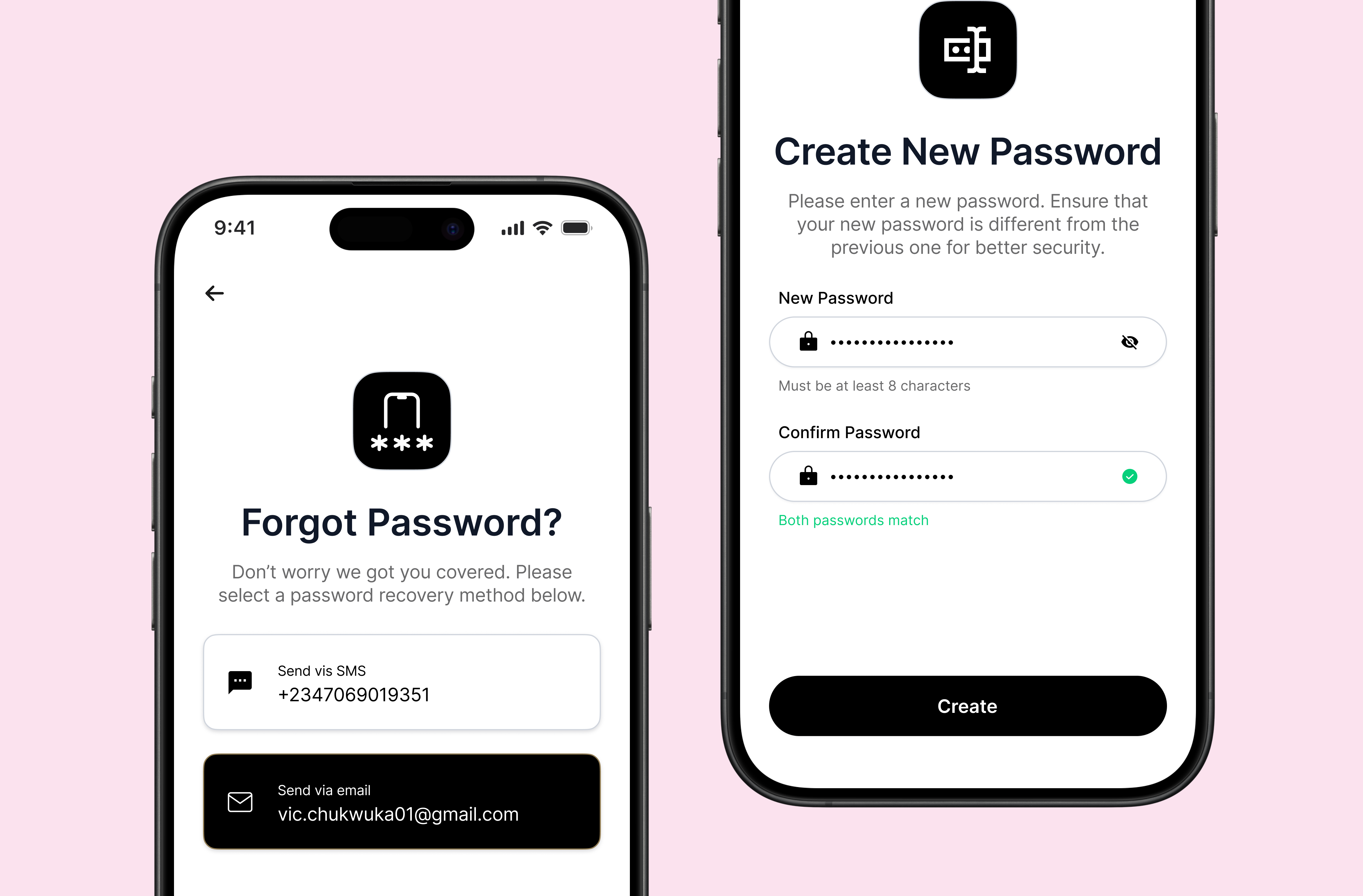 Password Recovery flow for a crypto trading app app change password crypto design design process forgot password mobile otp password password recovery recover password sms trading ui uiux ux
