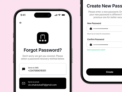 Password Recovery flow for a crypto trading app app change password crypto design design process forgot password mobile otp password password recovery recover password sms trading ui uiux ux