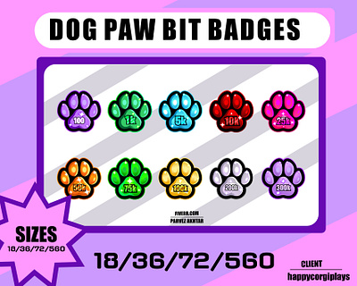 DOG PAW TWITCH EMOTES AND BADGES animation custom emotes dog paw badges dog paw emotes emotes and badges online emotes streamers sub badges twitch twitch emotes