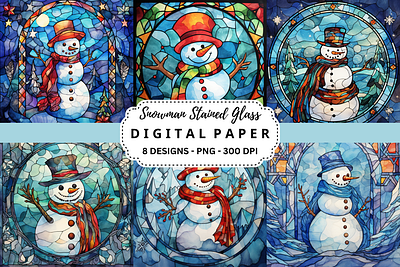 Snowman Stained Glass Background tumbler wrap