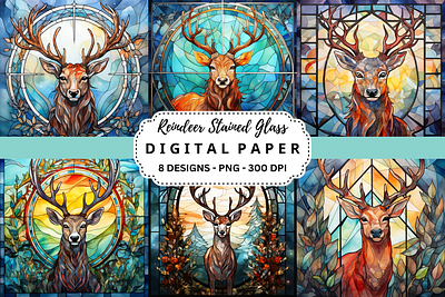 Reindeer Stained Glass Background tumbler wrap