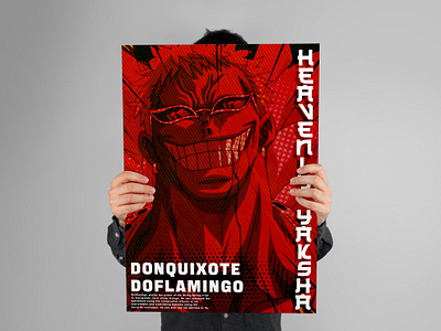 Hevenly Yaksha Aka Donquixote Doflamingo ai animation art creative design digital art donquixote doflamingo eiichiro oda graphic design illustration logo manga motion graphics one piece photoshop poster red typography vector