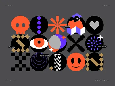 South / North abstract flat design geometric grid illustration pattern typography vector