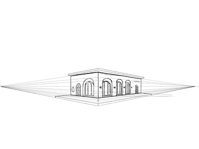 Perspective Drawing Arches Cafe-KSA 2point perspective drawing illustration isometric perspective perspective drawing vector