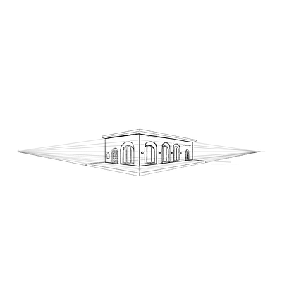 Perspective Drawing Arches Cafe-KSA 2point perspective drawing illustration isometric perspective perspective drawing vector