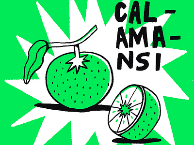 Calamansi botanical calamansi citrus coffee cute flavor food fruit green illustration latte lime starburst type