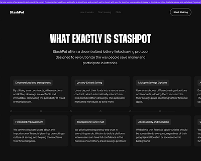 Stashpot website - What Is StashPot? (Chain reaction) animation landing page ui web3