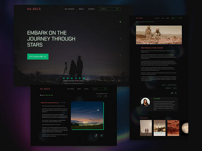 Astronomy web-app UI aesthetic app articles astronomy creativity frontend green javascript neon news tailwind ui web app website