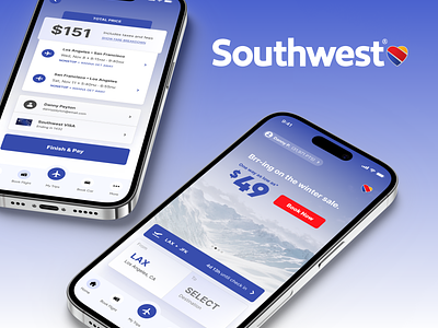 Southwest App - Redesign Concept airline app app design mobile mobile design southwest ui ui design uiux user experience user interface ux ux design uxui