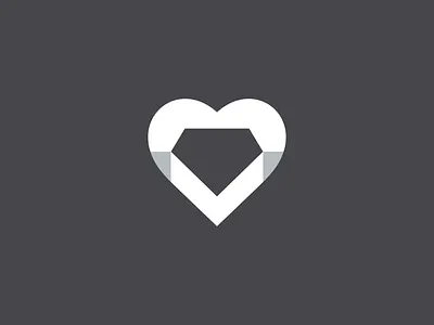 Diamond Heart abstract black branding diamond empty heart identity identitydesign logo logos love mark minimal negative space
