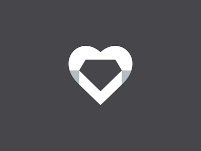 Diamond Heart abstract black branding diamond empty heart identity identitydesign logo logos love mark minimal negative space