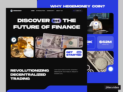 Hegemoney - Coin Crypto Landing Page behance dailyui design illustration landing page ui uidesign userexperience userinterface webdesign