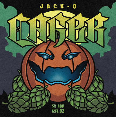 JACK-O-LAGER | Fictional Beer Graphic beer label digital art digital illustration graphic design halloween illustration procreate pumpkin spooky