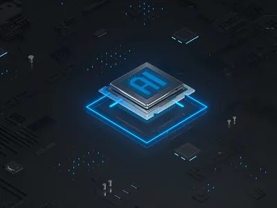 C4D Octane CPU chip core capacitance Scifi Circuit board cpu fingerprint