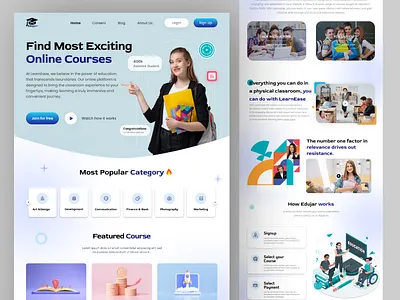 Online Learning Education Landing Page app app design courses design e learning education education website landing page landingpage learning online mobail mobail app online services ui uiux university ux webdesign website