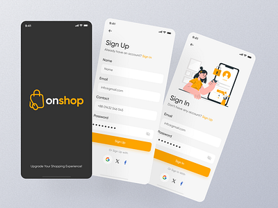 OnShop- Ecommerce Mobile App Design. app app design design digital product design ecommerce app ecommerce app design ecommerce mobile app ecommerce product figma design mobile app mobile app design mobile application onshop product design trendy design 2023 ui uiux uiux design ux