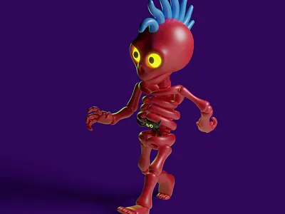 Punk Skeleton Walking Cycle 3d animation blender character design monster motion graphics