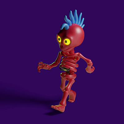 Punk Skeleton Walking Cycle 3d animation blender character design monster motion graphics