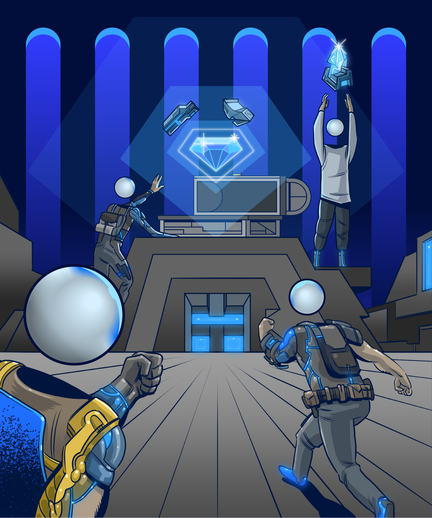 Future Socials art blockchain campaign clip studio paint crypto free speech illustration play to earn token vector