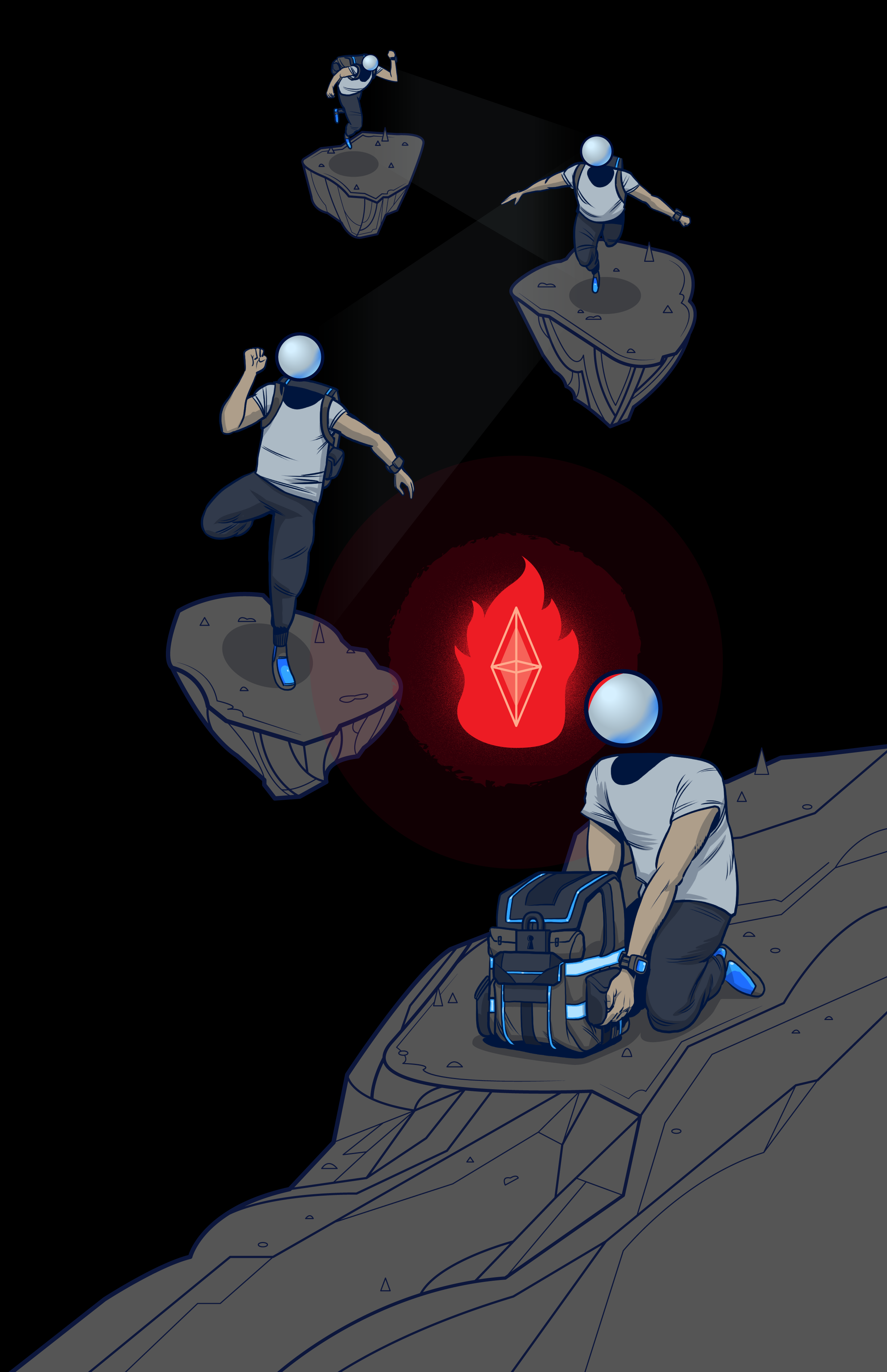 Traversing the Free Web anon backpack blockchain clip studio paint color crypto illustration illustrator security social vector