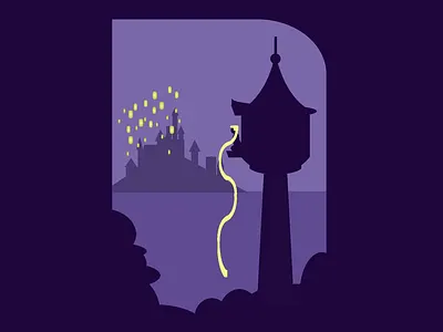 16. Tangled - Single Div CSS Art (Divtober 2023) css css art cssart design disney divtober illustration lanterns movie singlediv tangled tower