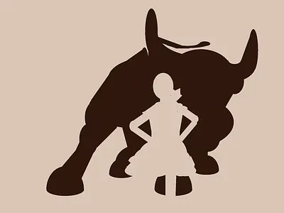 11. Fearless Girl - Single Div CSS Art (Divtober 2023) bull charging bull css cssart design divtober fearless girl girl negative space singlediv statue wall street whitespace