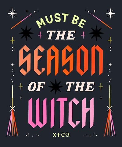 Season of the Witch 2d illustration blackletter colorful fall greeting card halloween hand lettering illustration lettering spooky typography witch