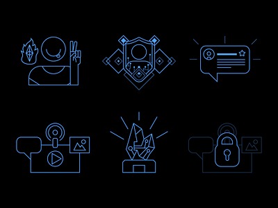 Crypto Social Platform Icons adobe illustrator black blockchain blue color crypto fun icons illustration illustrator security tech vector
