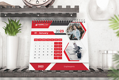 New year Desk Calendar 2023 template 12 months included calendar date