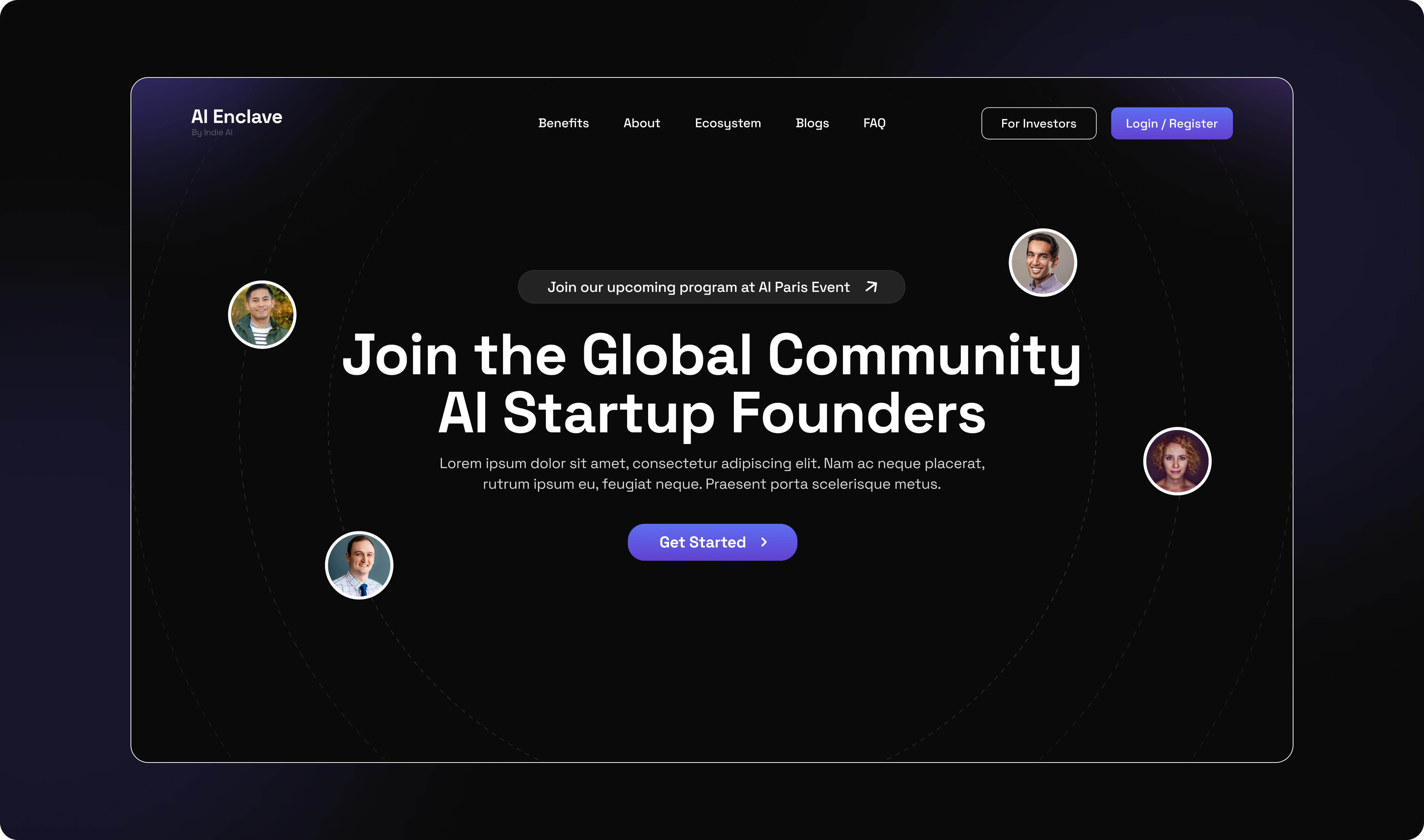 AI Enclave | Community for AI startup founders ai community founders indiehacker landing page minimal ui ux website