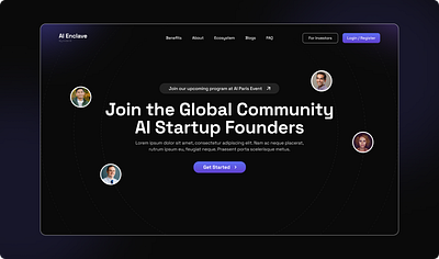 AI Enclave | Community for AI startup founders ai community founders indiehacker landing page minimal ui ux website