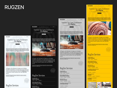 RUGZEN CARPET SERVICE WEBSITE carpet service dark website homepage layout typo typography ui web design