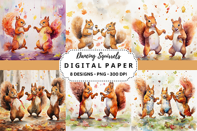 Dancing Squirrels Watercolor Background tumbler wrap